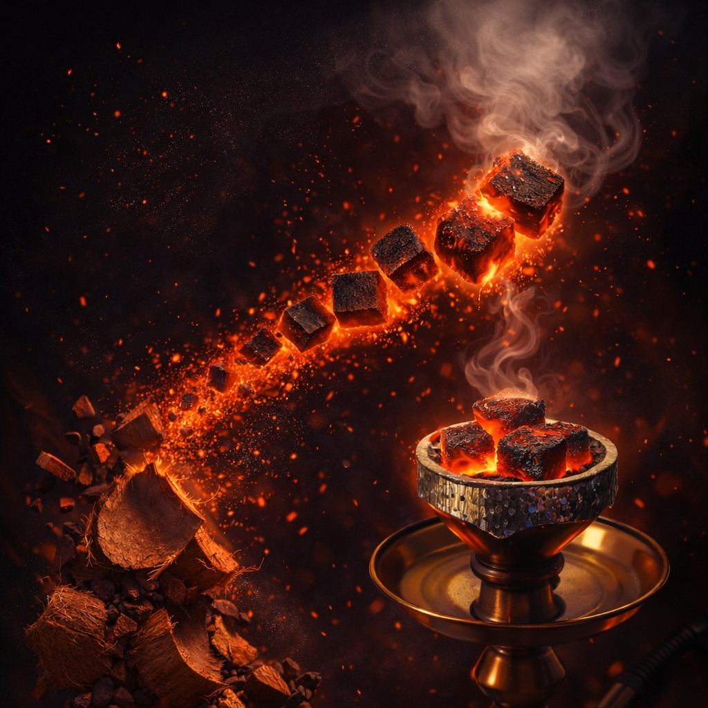 Hookah Charcoal 25mm Coconut Cubes – 4 Boxes (288 Cubes) for Shisha Bar & Hookah Lounge | Coco Safari