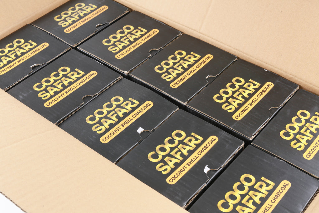 COCO SAFARI 4 Box Coconut Hookah Charcoal 25mm Cubes | 288 pcs | Premium