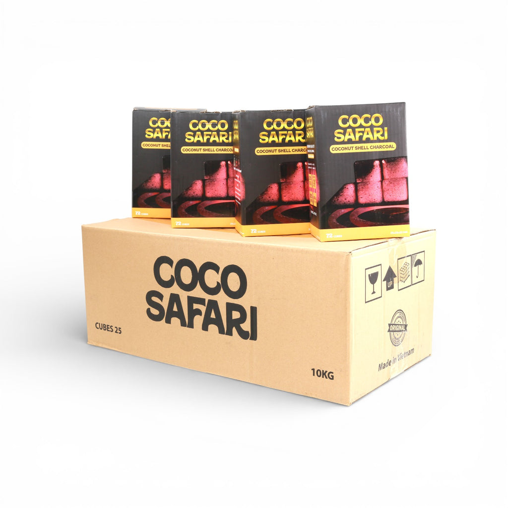 COCO SAFARI 9 Box Coconut Hookah Charcoal 25mm Cubes 648pcs Low Ash Premium