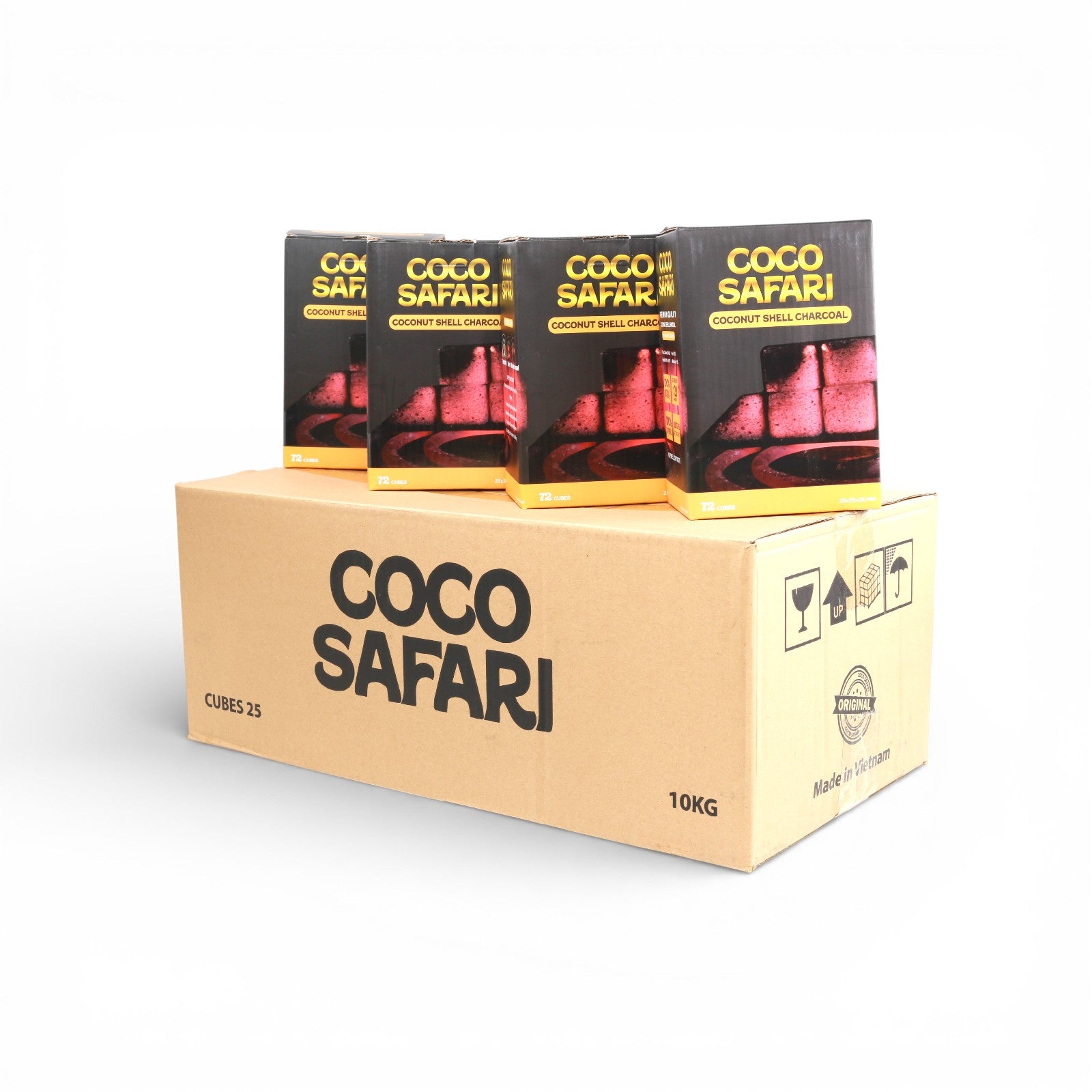 COCO SAFARI 9 Box Coconut Hookah Charcoal 25mm Cubes 648pcs Low Ash Premium