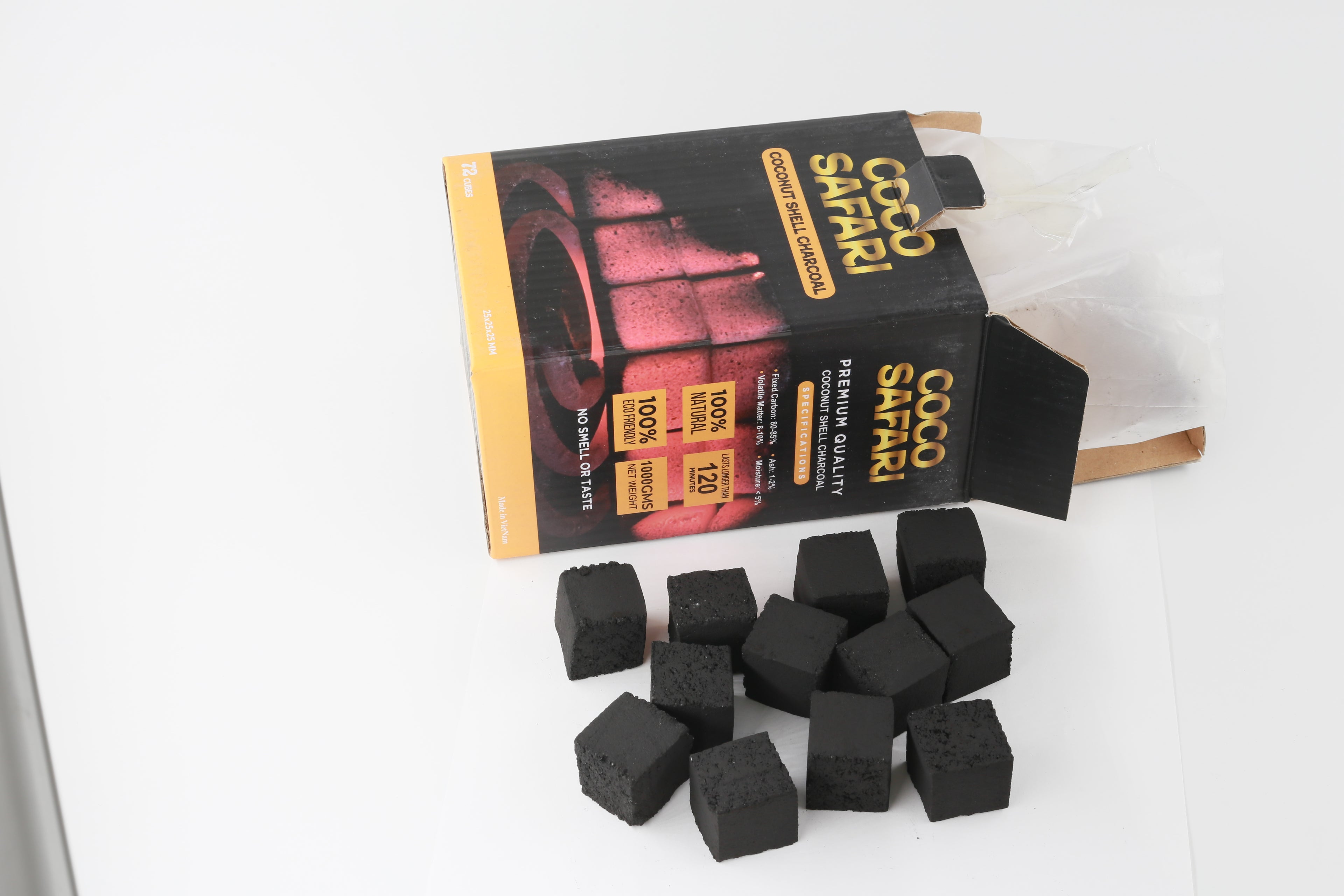 COCO SAFARI – Coconut Shell Charcoal 1 Box 72 PCS