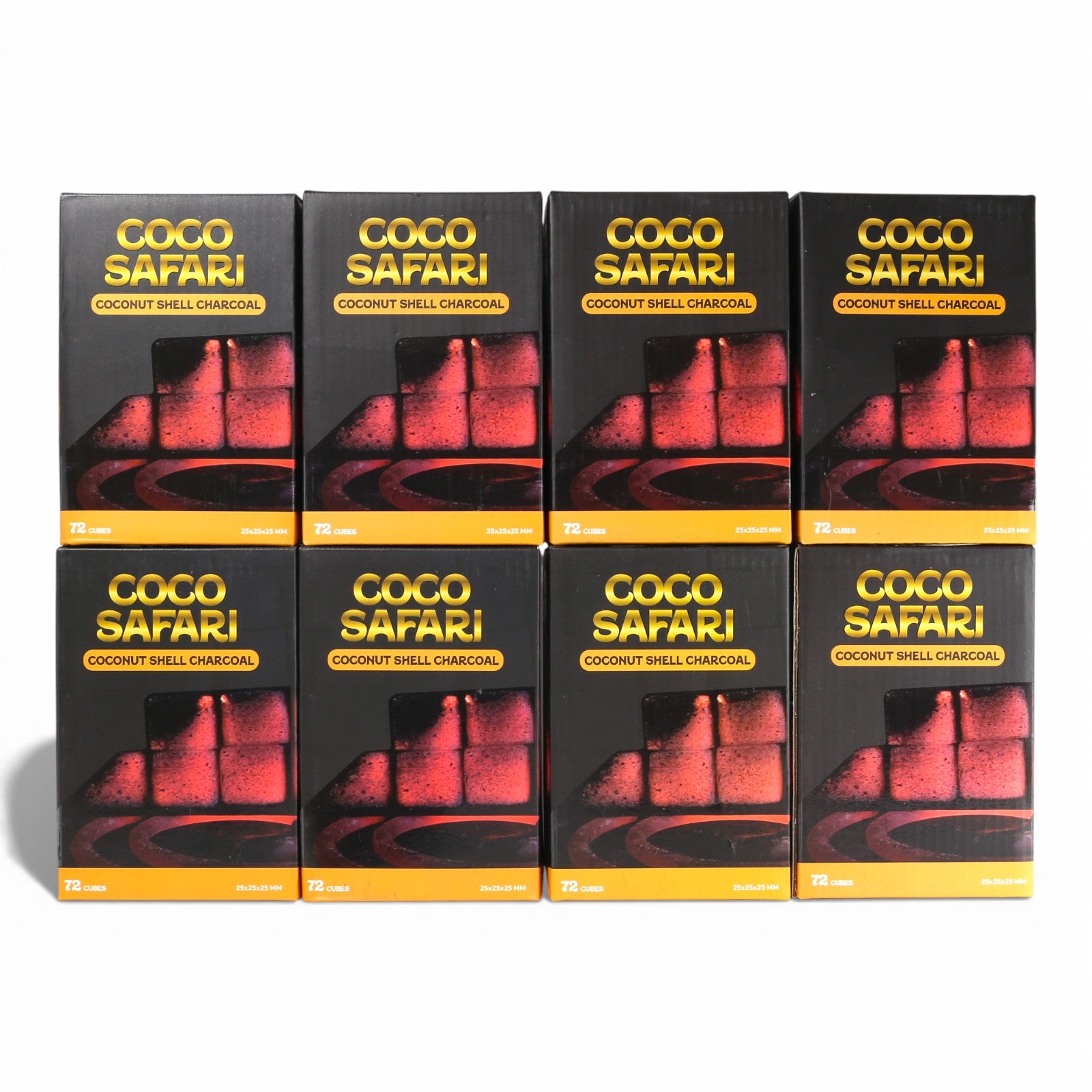 COCO SAFARI 8 Box Coconut Hookah Charcoal 25mm Cubes 576pcs Low Ash Premium