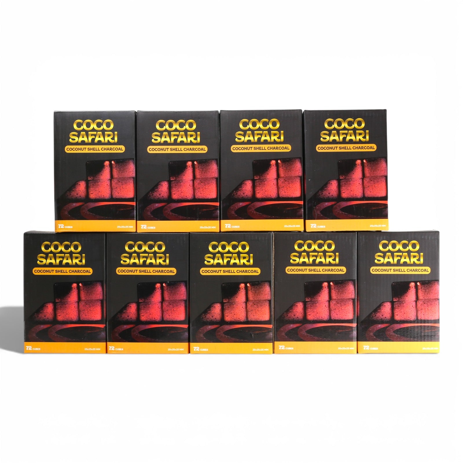 COCO SAFARI 9 Box Coconut Hookah Charcoal 25mm Cubes 648pcs Low Ash Premium