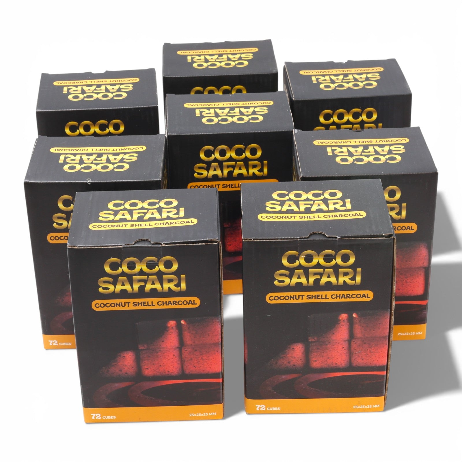 COCO SAFARI 8 Box Coconut Hookah Charcoal 25mm Cubes 576pcs Low Ash Premium