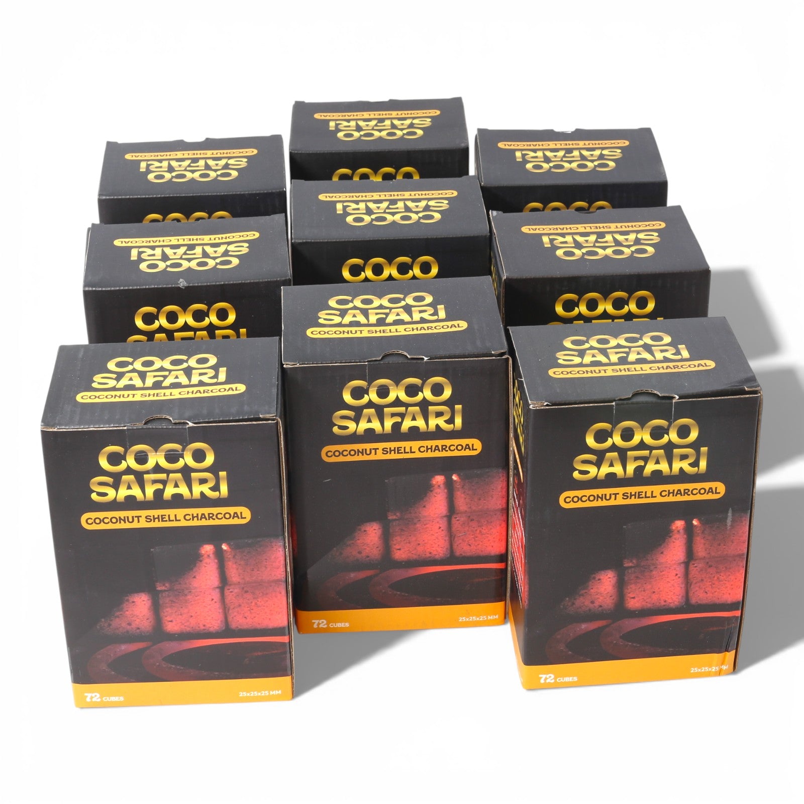 COCO SAFARI 9 Box Coconut Hookah Charcoal 25mm Cubes 648pcs Low Ash Premium